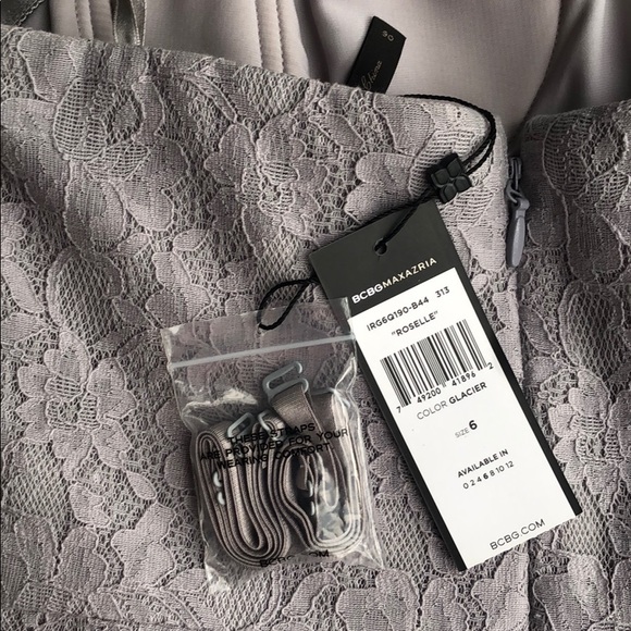 BCBGMaxAzria Roselle Strapless Dress, Glacier Lace - Picture 5 of 7